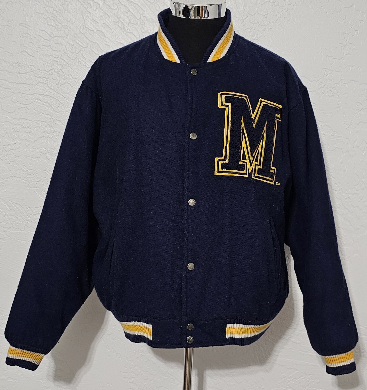 Vintage Michigan Wolverines Varsity Jacket Wool Lettermans Coat Logo Athletic Xl